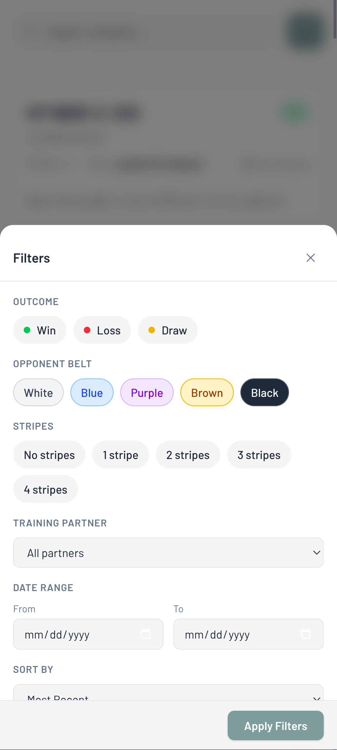 Rolling sessions filter